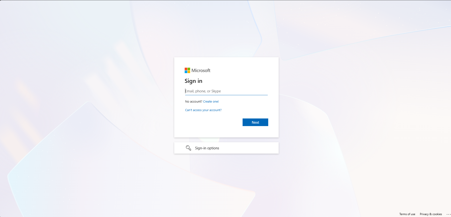 Microsoft 365 sign-in page with email input field